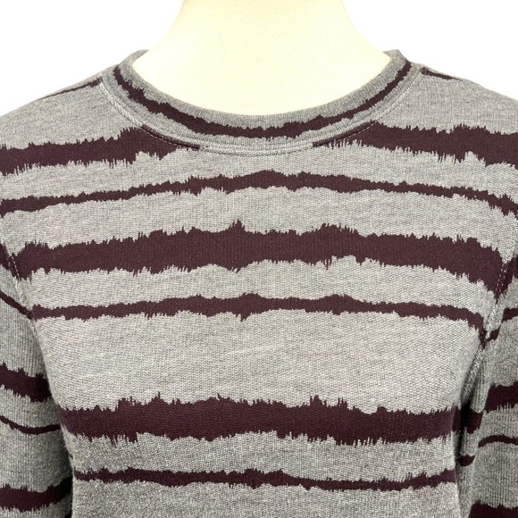 A.L.C. Conlo Gray & Brown Cotton Blend Striped Pullover Sweater Women’s Large - Picture 4 of 13